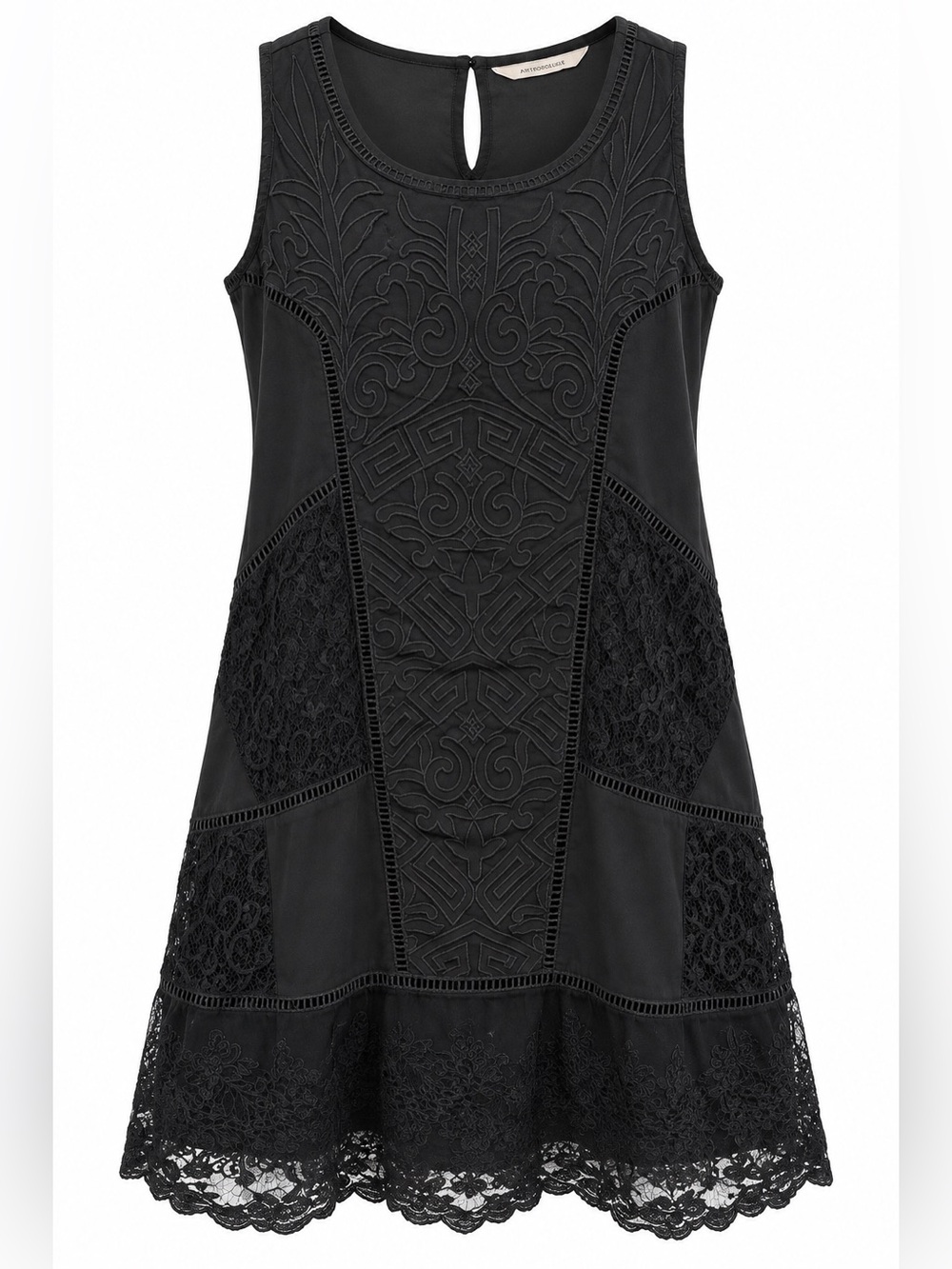 Soft Surroundings Black Lace and Embroidery Dress size PS